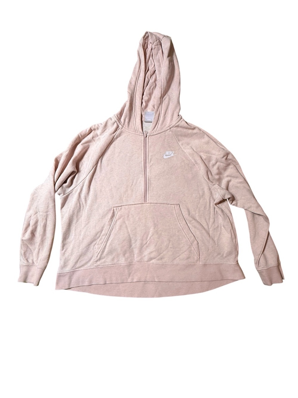 Nike Sportswear Women’s 1/4 Zip Club Essential Fleece Hoodie Medium Pink Oxford